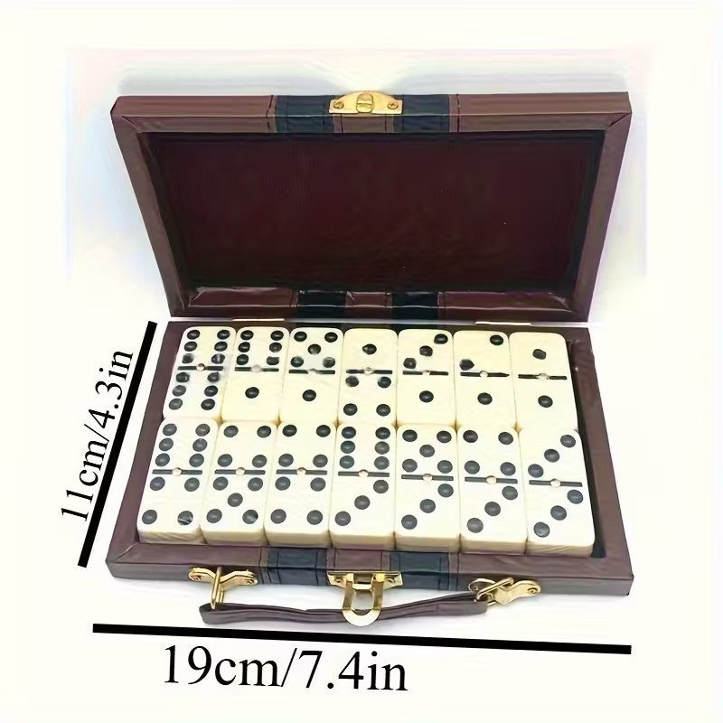 28pcs Creative Multiplayer Large Domino Game High-Quality In Faux Leather Case