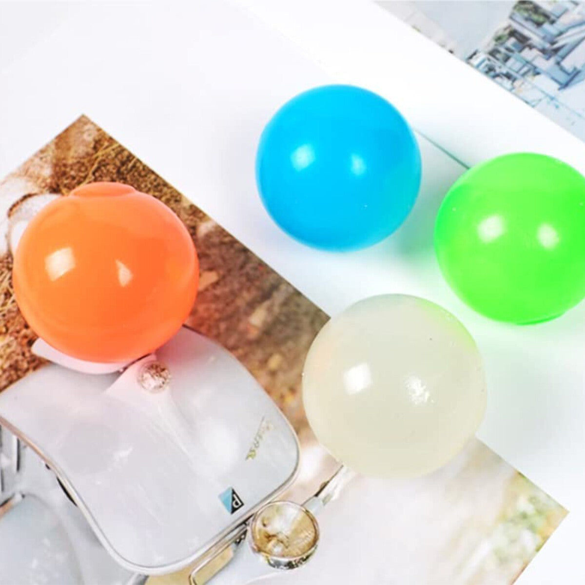 12 Glorbs Balls Ceiling Balls Bounce Back to U ,Glow in The Dark Sticky Balls
