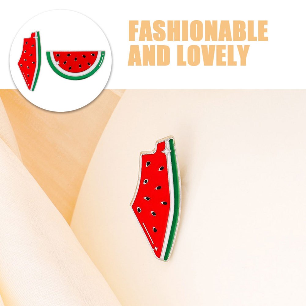2 Pcs Watermelon Pin Badge Shawl Cardigan Clips Brooch Miss