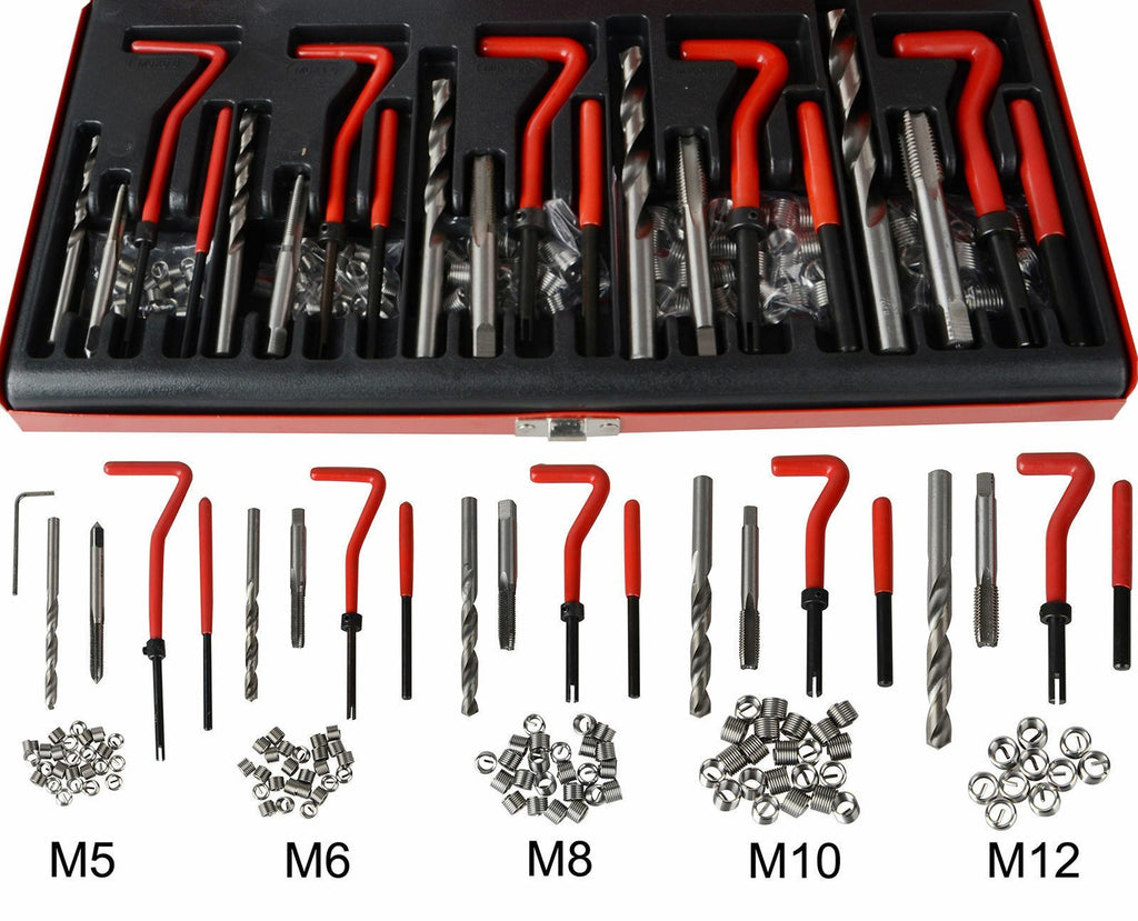 131Pc Thread Repair Kit Helicoil Threaded Tool Twist Drill Bits M5-M12 Metric