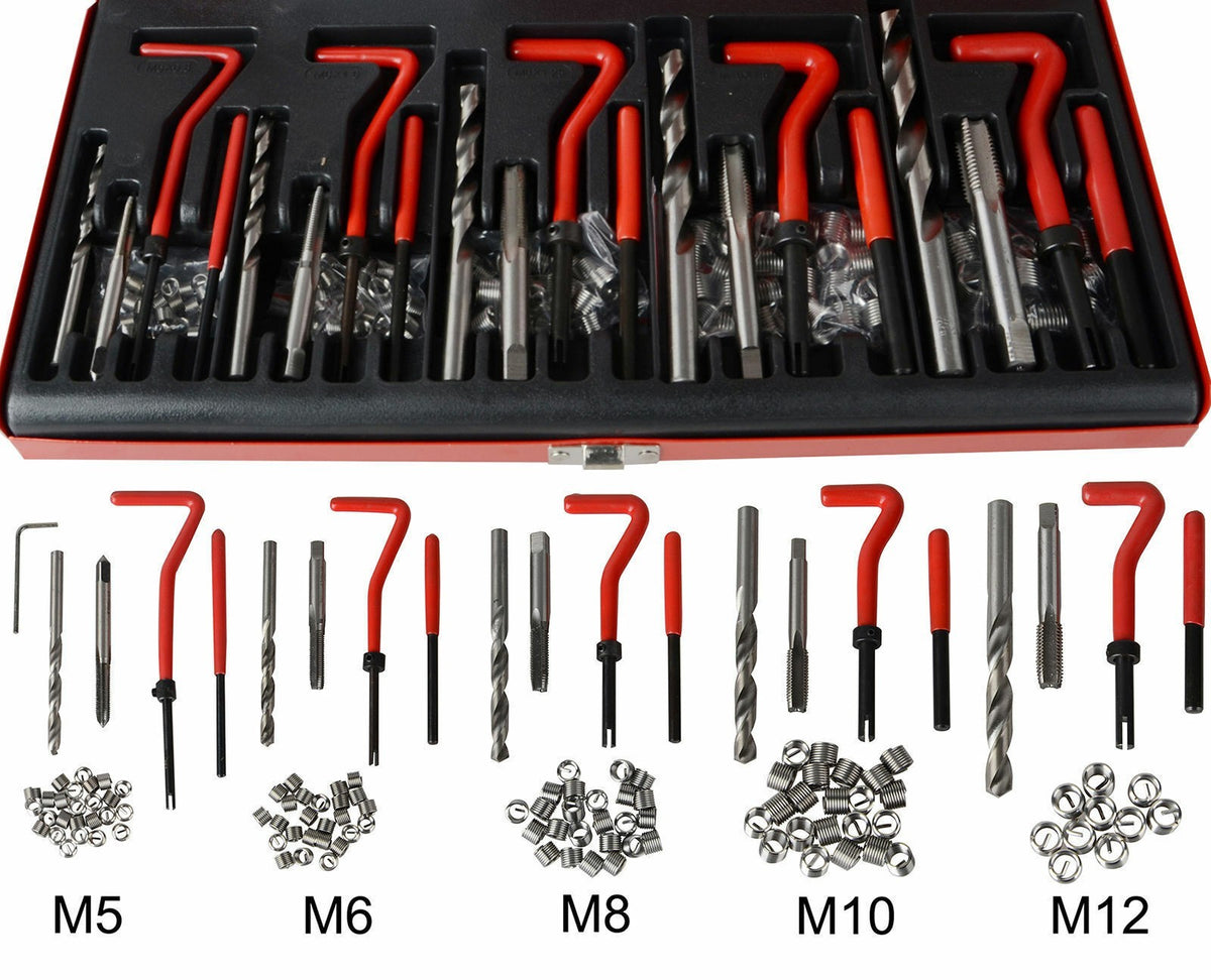 131Pc Thread Repair Kit Helicoil Threaded Tool Twist Drill Bits M5-M12 Metric
