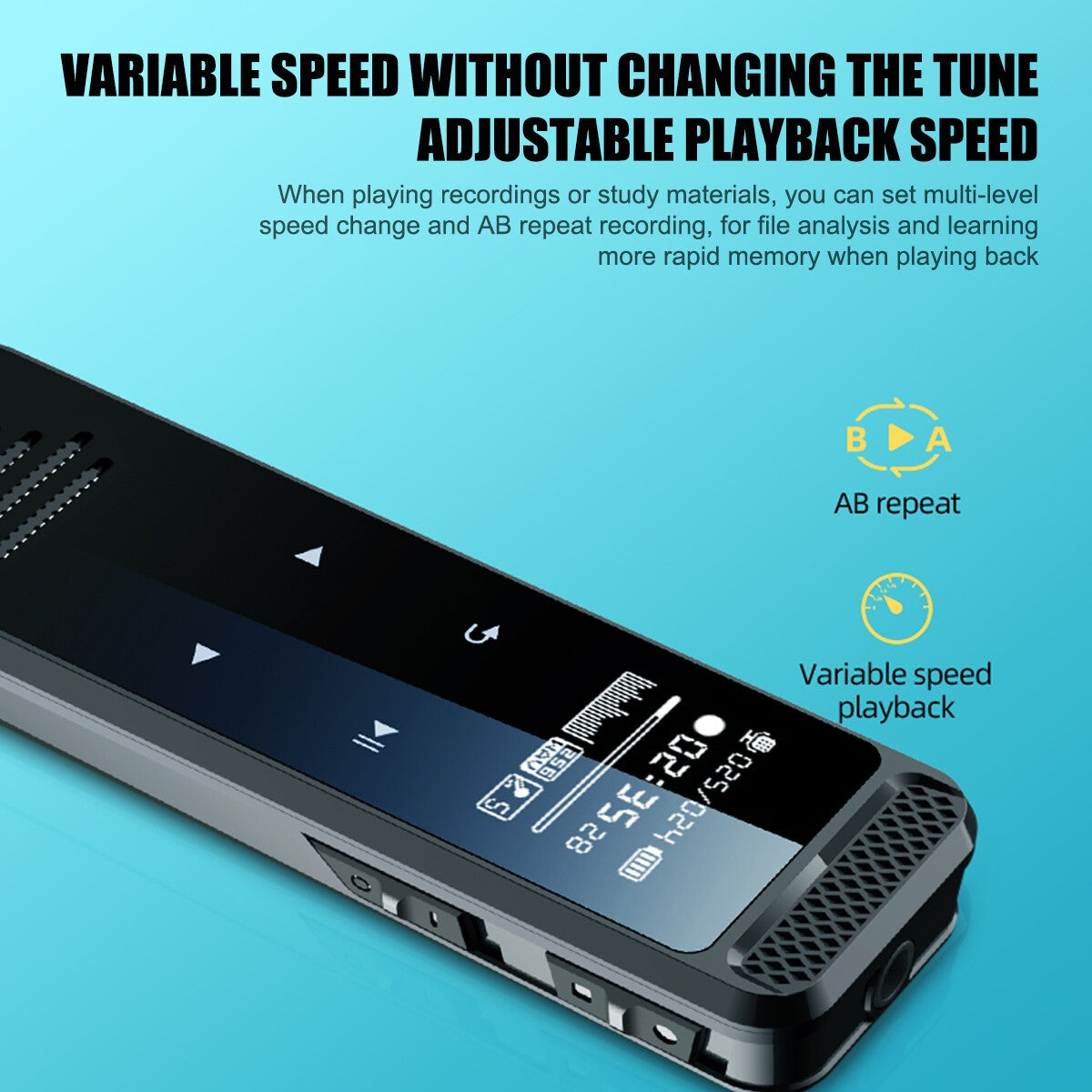 Portable Digital Voice Activated Dictaphone Audio Sound Recorder MP3 Player UK
