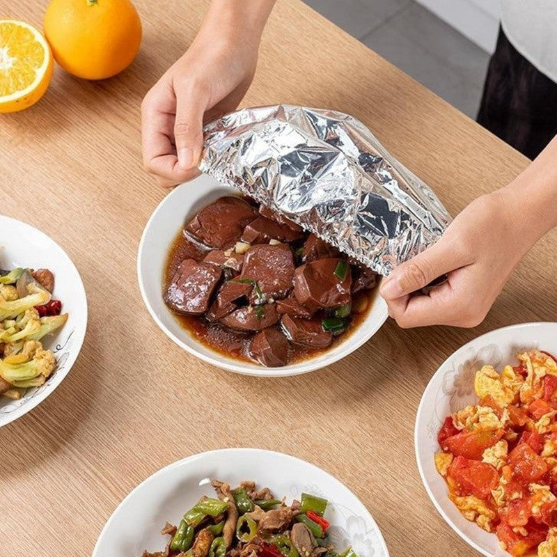 50 Pcs Reusable Aluminium Foil Food Covers,Stretch Fresh, Fresh Keep Insulation