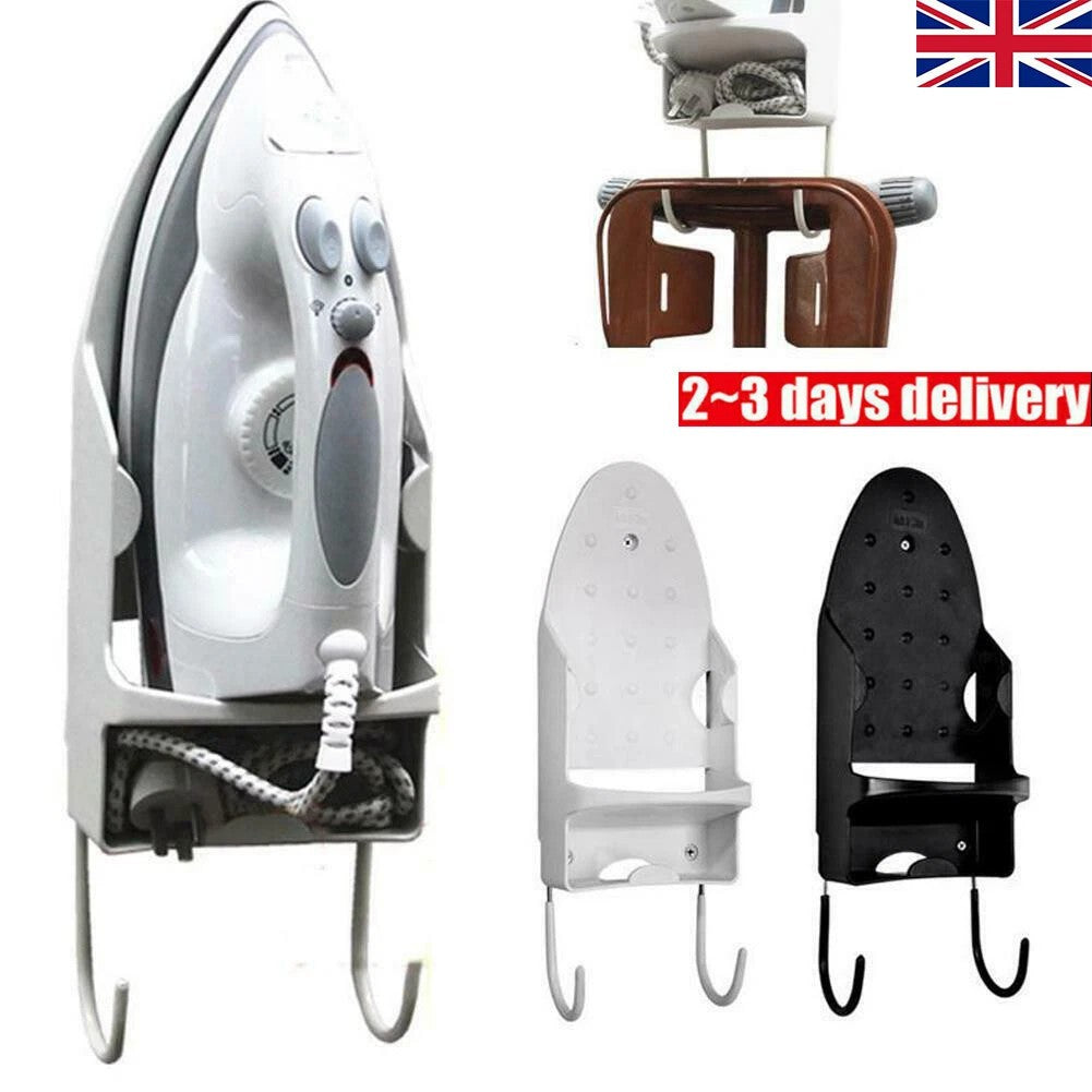 Wall & Door Mount Ironing Board Holder Cupboard Storage Hanger Rack Black/White