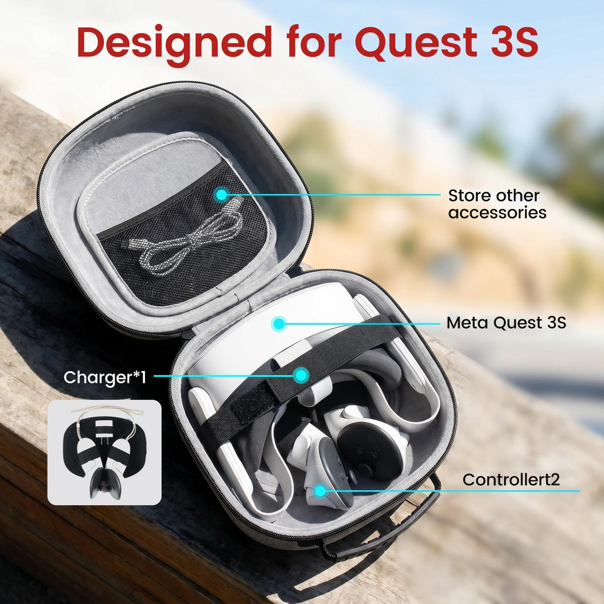 Hard Carrying Case for Oculus Meta Quest 3S Quest 3 Quest 2 VR Gaming Headset
