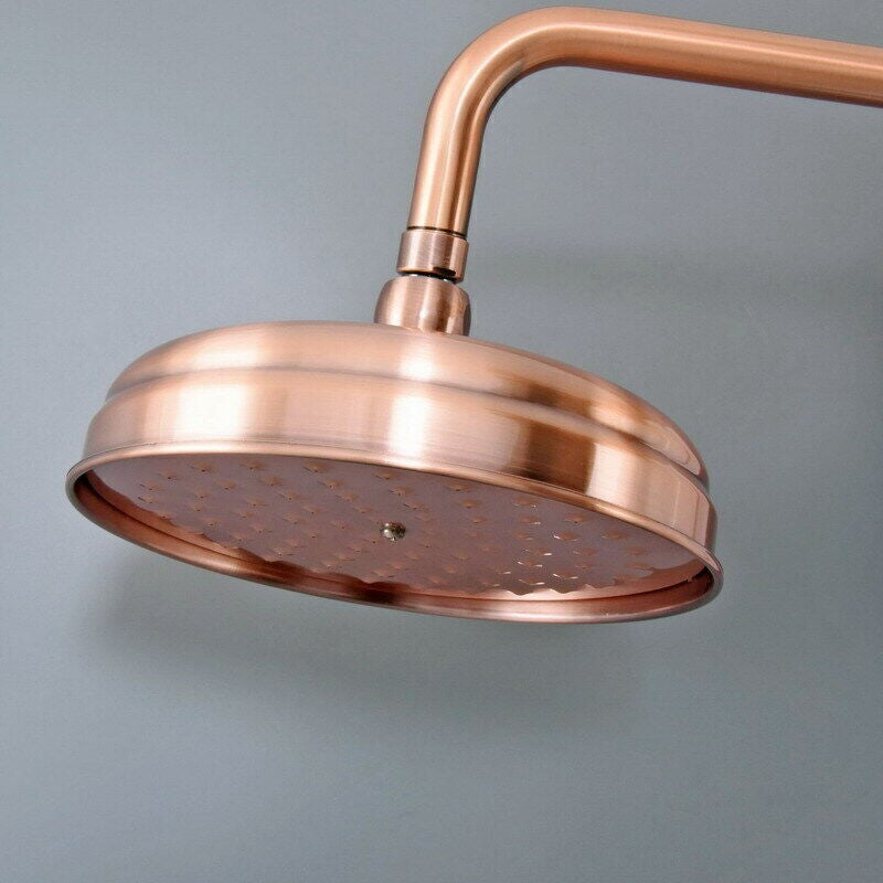 8 Inch Antique Red Copper Round Rainfall Shower Head, Bathroom Fixture UK