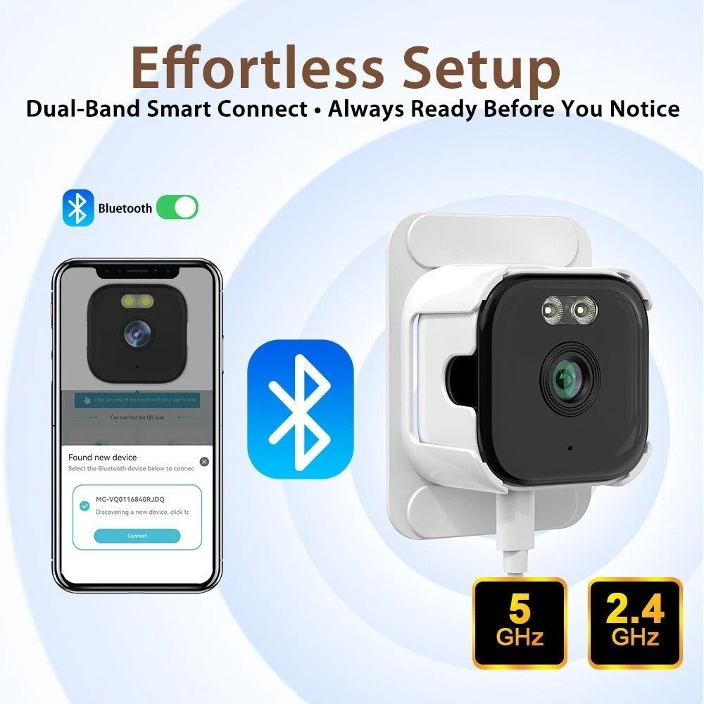 5G Window Security Camera 3MP Full Color Night Vision WiFi 2.4/5GHz Indoor Mount