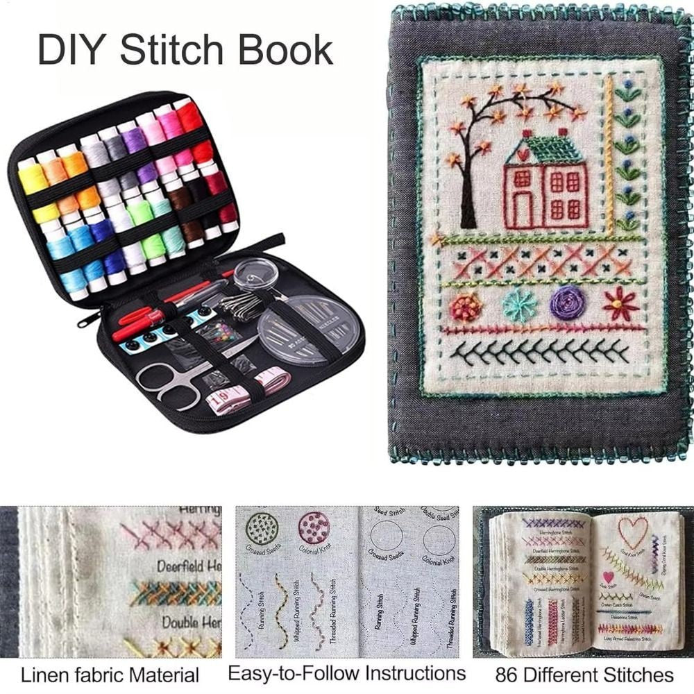 Embroidery Stitch Book Kit,106 Patterns With Tools&Tutorials, 86pcs Beginner Kit