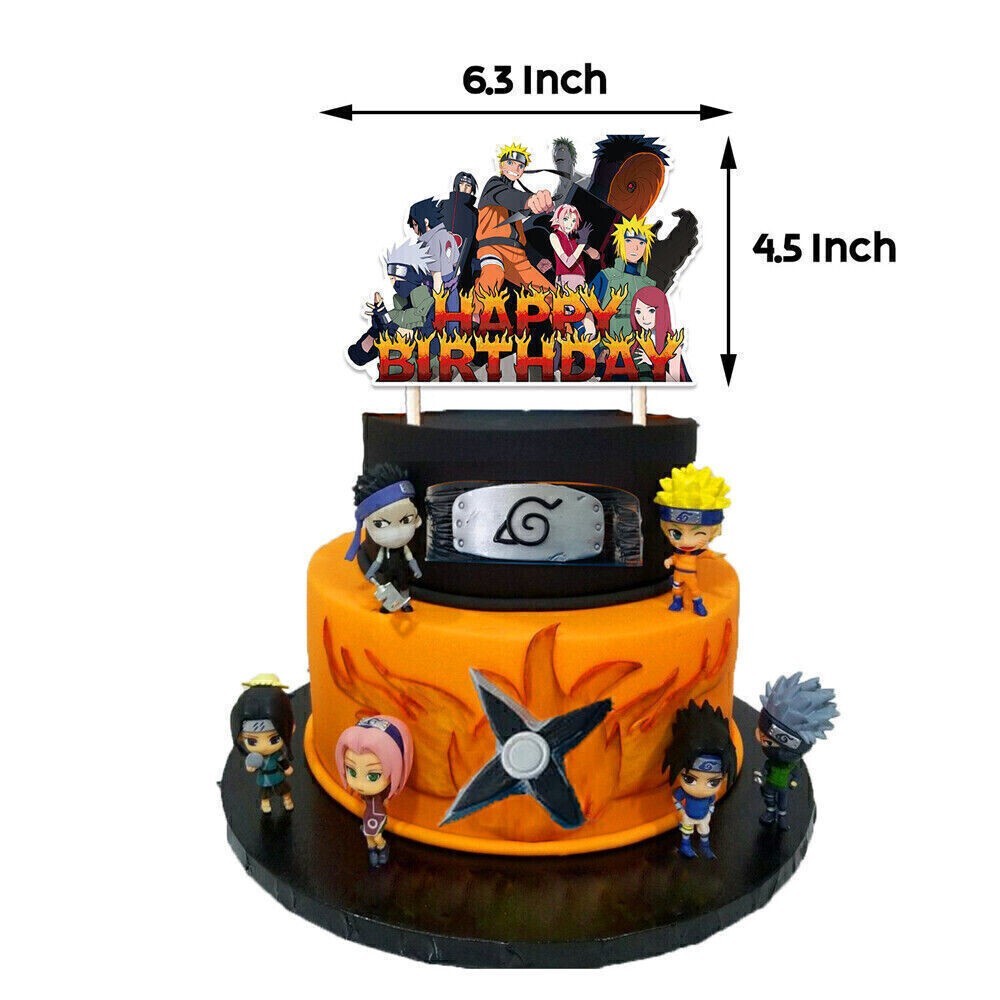 Naruto Theme Happy Birthday Balloons Banner Bunting Cake Topper Party Decor Set