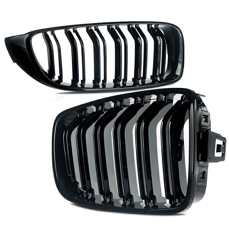 FOR BMW F32 F33 F36 4 SERIES GLOSS BLACK KIDNEY GRILL GRILLE TWIN BAR M4 STYLE