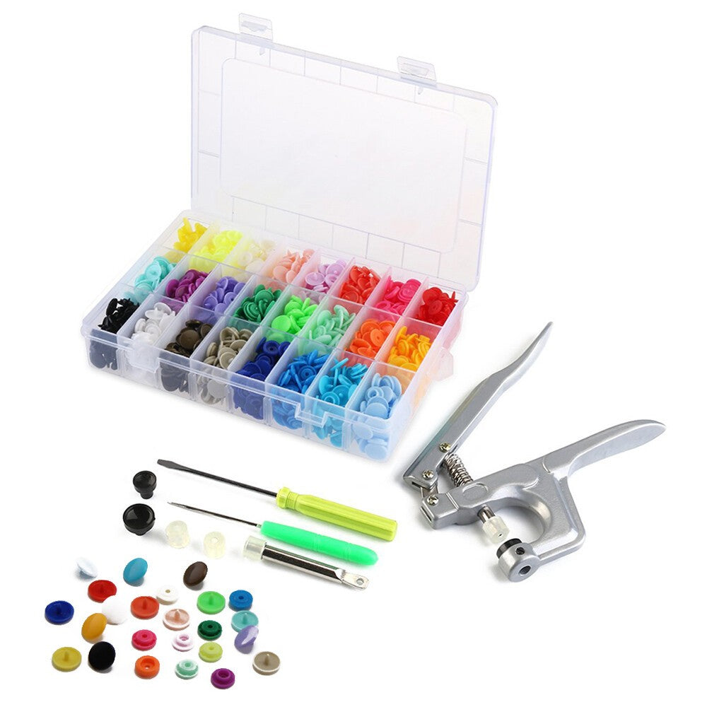 New 24 Colours 360 Sets T5 Plastics Snaps Fasteners KAM Snap Plier Kit