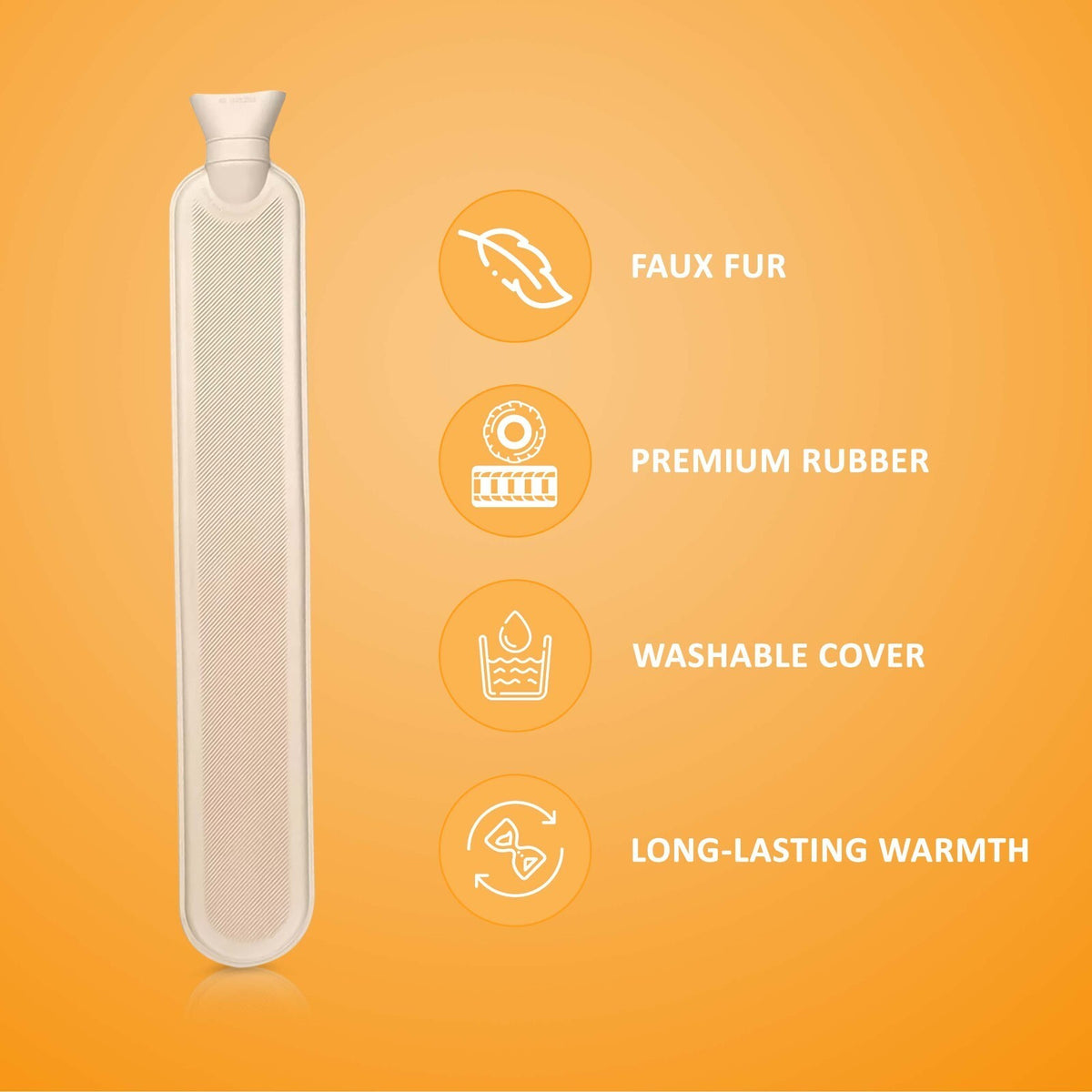 Long Hot Water Bottle With Fluffy Cover 2 Litre Extra Long Grey - 75cm