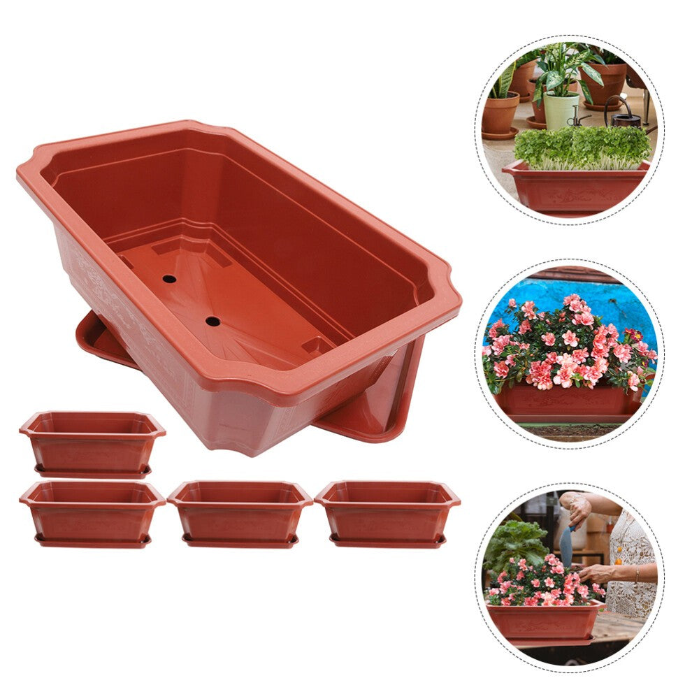 5 Sets of Bonsai Pot Large Size Flowerpot Bonsai Cultivation Pot with Tray H
