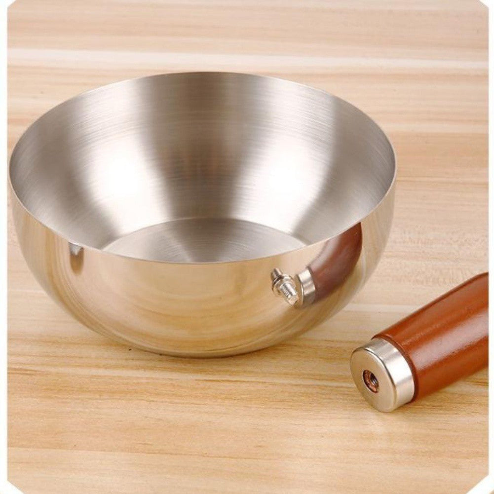 Heat Resistant Wooden Handle Stainless Steel Pot for Boiling Eggs and Milk