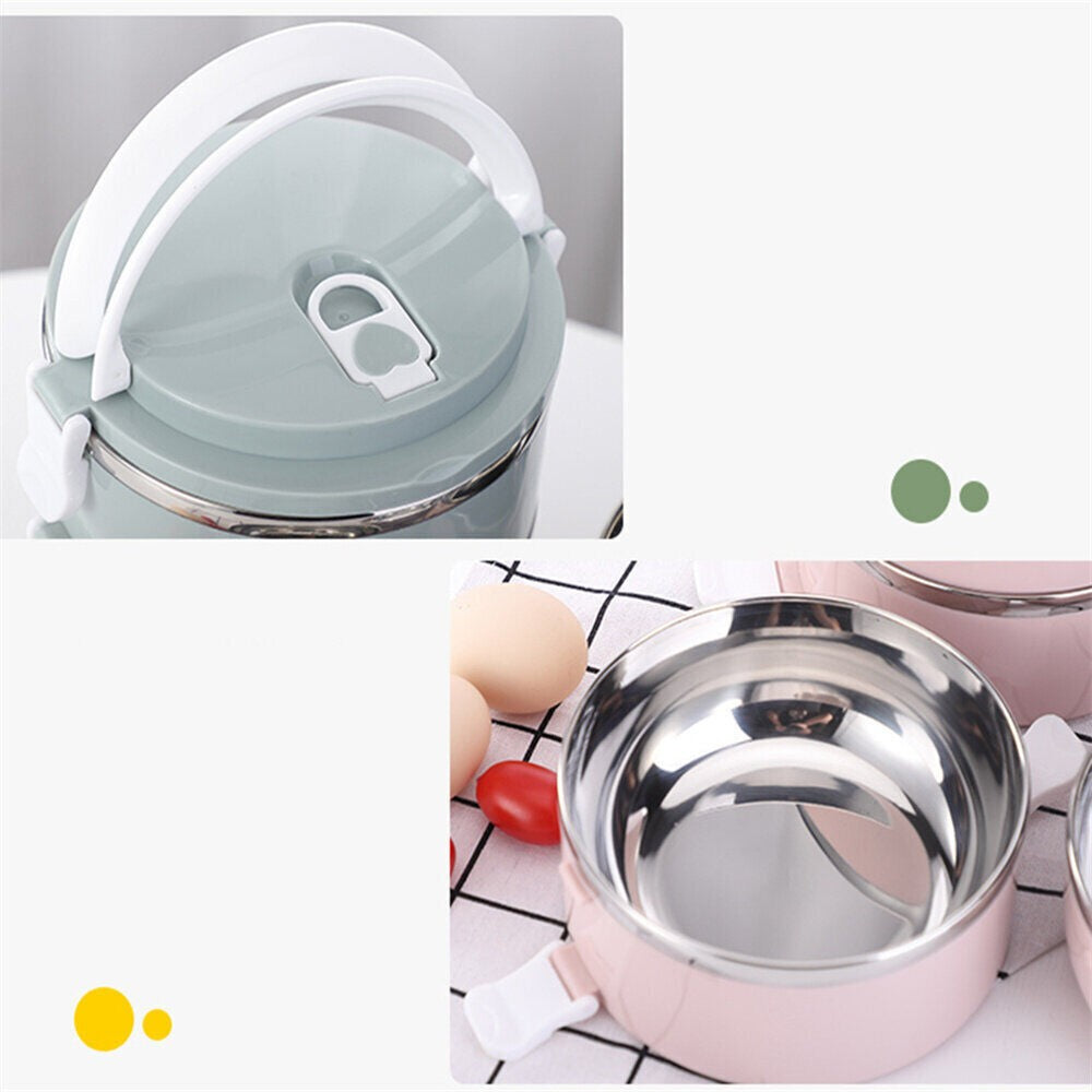 3/4Tier Stainless Steel Insulated Lunch Box Container Thermos Soup and Hot Food