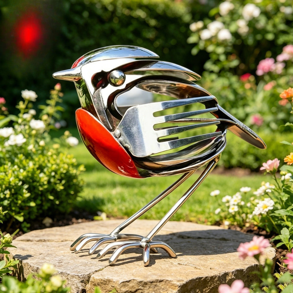 Sheremart Hopewings Bird, Robin Scrap Metal Art Sculpture, Metal Art Sculpture