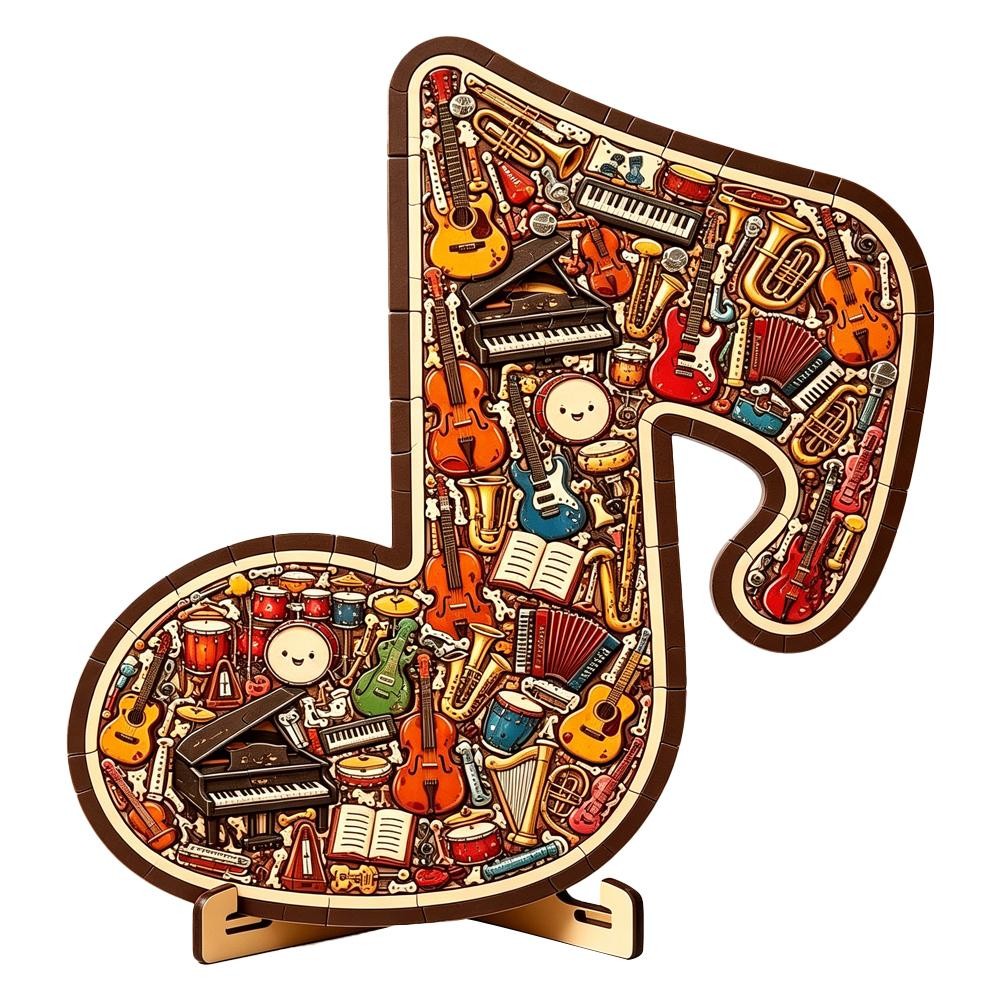 Musical Note Instrument Jigsaw Puzzle Ornament, 3D Wooden Music Note Puzzles Hot