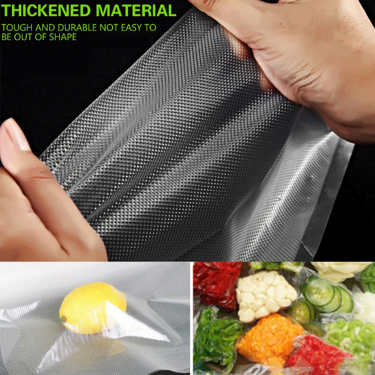 Vacuum Sealer Food Storage Bags Textured Strong Pouches Seal Embossed Vacuum