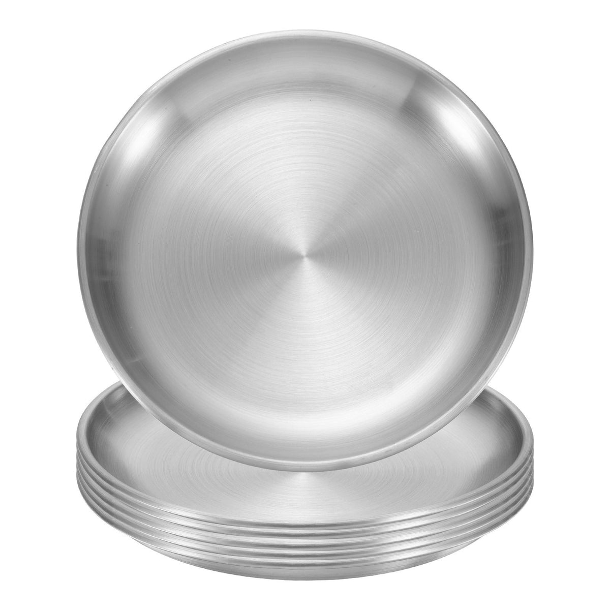 6Pcs Stainless Steel Dinner Plates, 5.5" Round Serving Plate Dishes Silver
