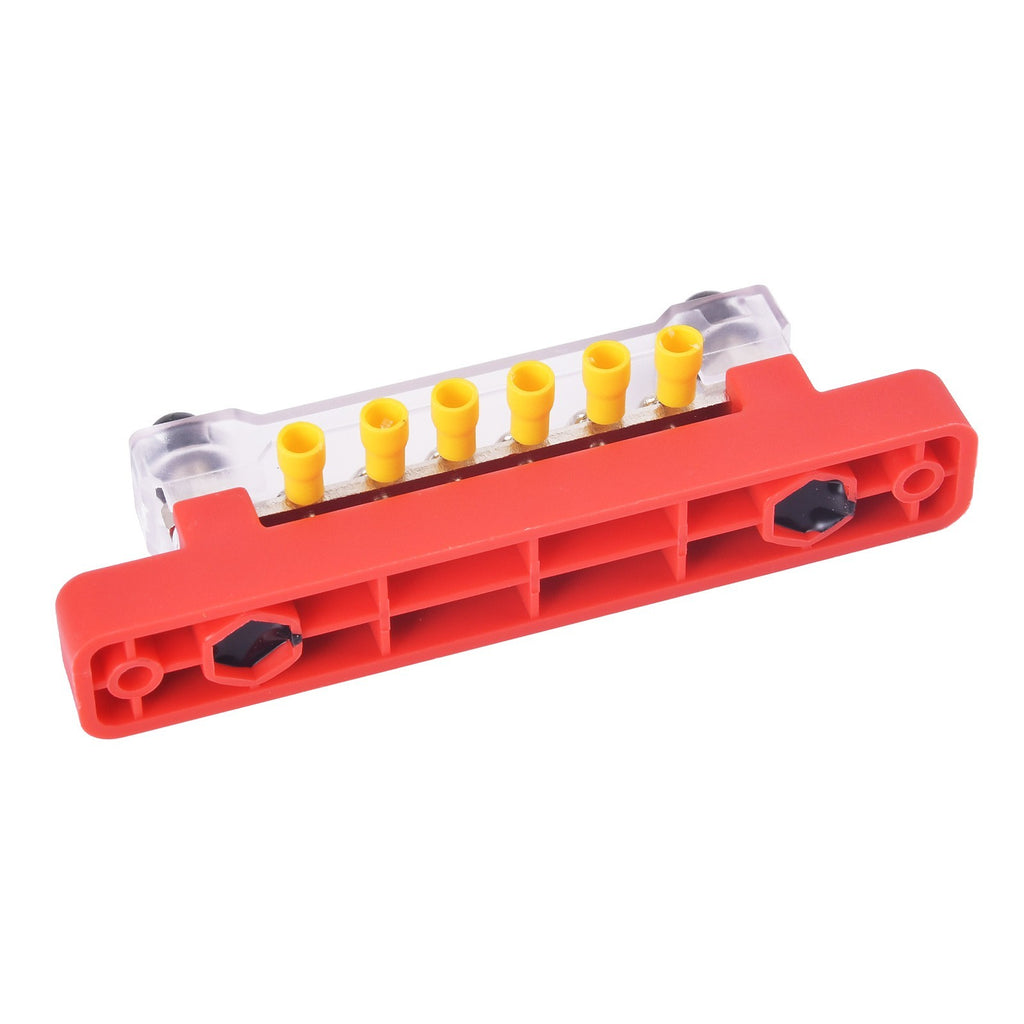 2Pcs 12V 150A Busbar 6 Way Red+Black Bus Bar Power Distribution Terminal Block
