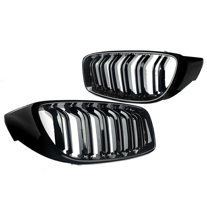 FOR BMW F32 F33 F36 4 SERIES GLOSS BLACK KIDNEY GRILL GRILLE TWIN BAR M4 STYLE