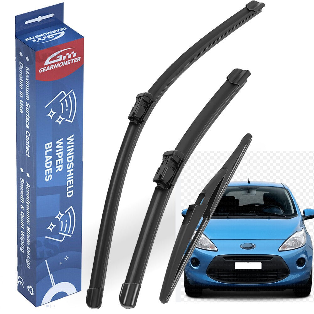 3PCS For Fiat 500 Ford KA Front & Rear Windscreen Wiper Blades 24"/14"/11" Set