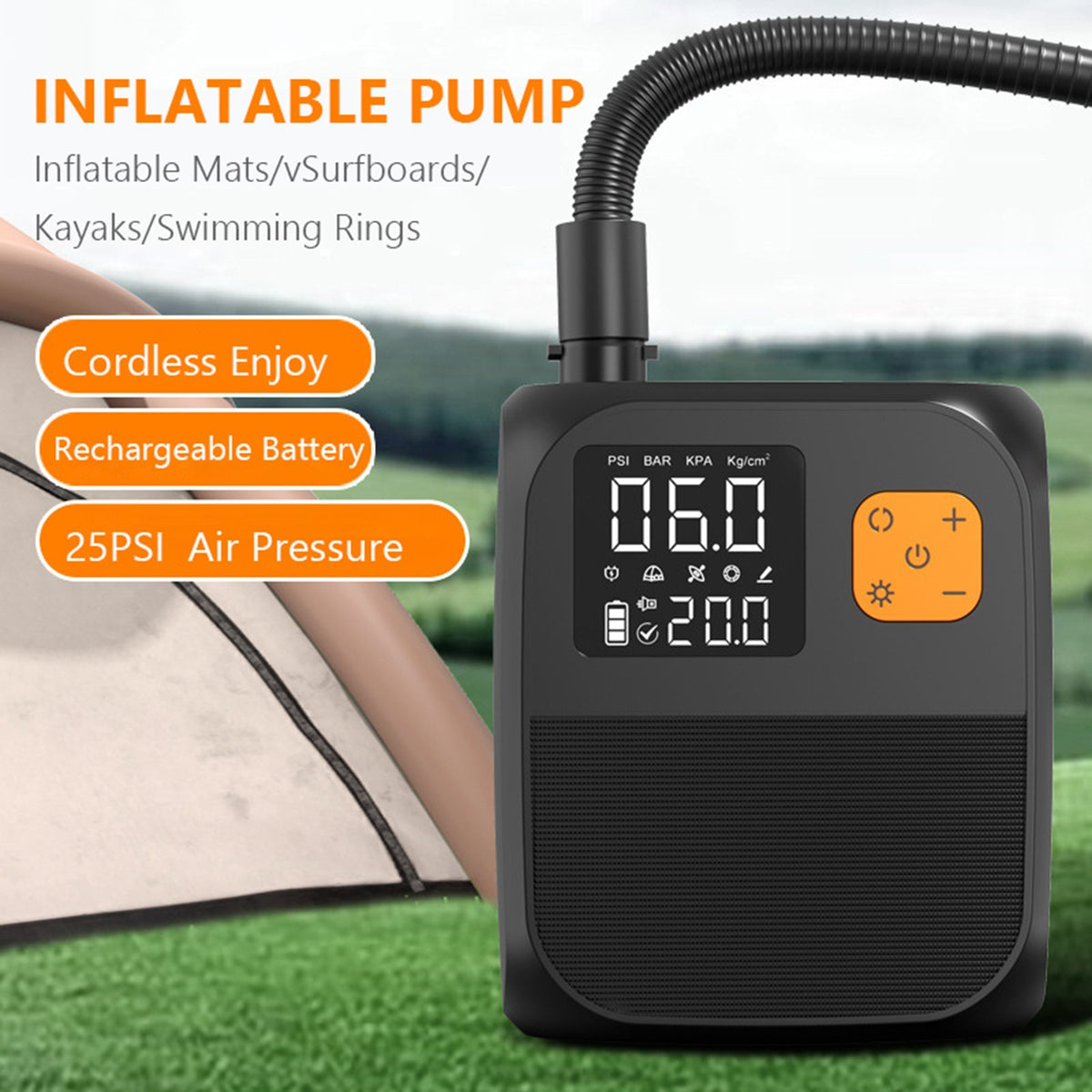 25PSI Electric Paddle Board Pump Rechargeable SUP Pump Portable Electric Pump