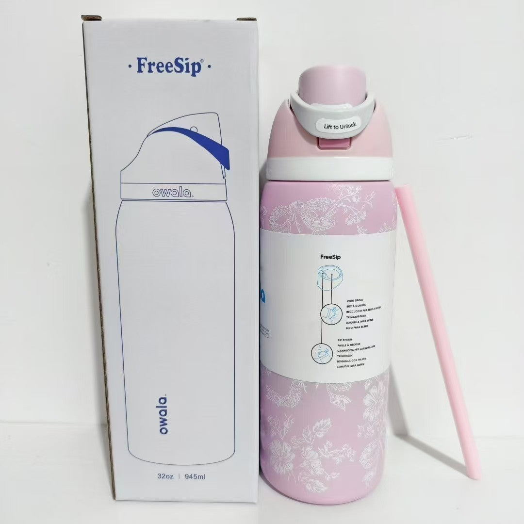 Bow Steel Bottle Freesip Blue Bottle Owala 32oz Stainless 24oz Multicolor Water