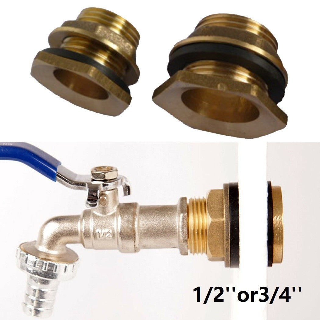 2x Water Butt Water And Connector Brass Bib Tap With Click Lock Fitting