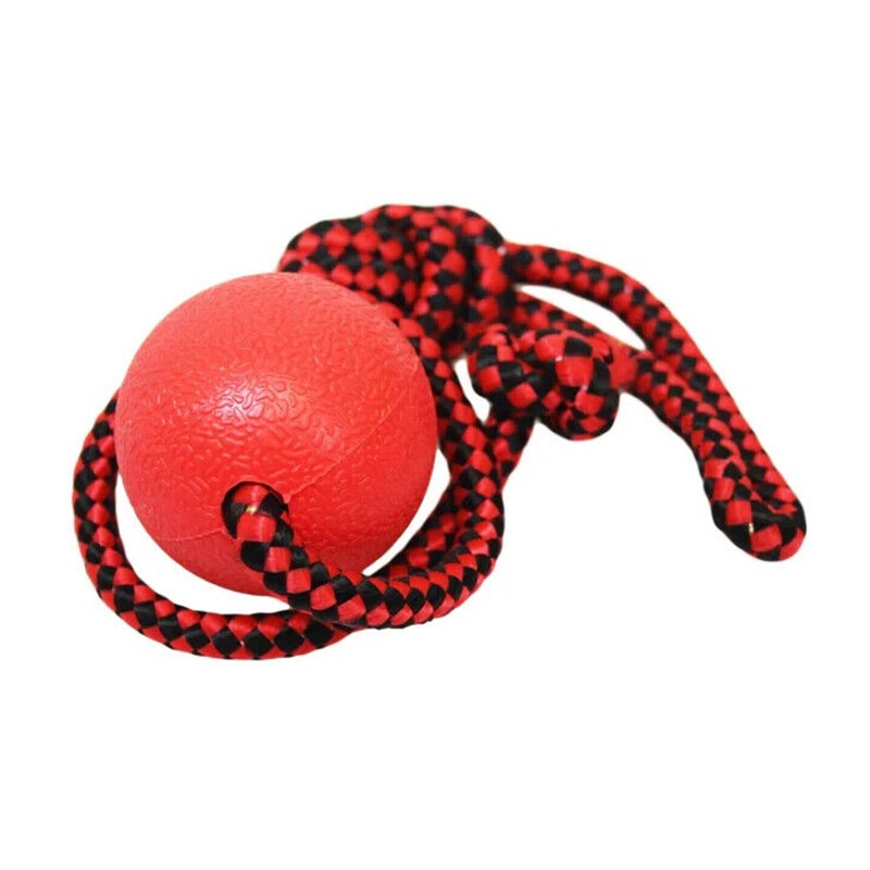 2x Indestructible Dog Ball on Rope Puppy Chew Toy Training Dog Theeth Cleaning