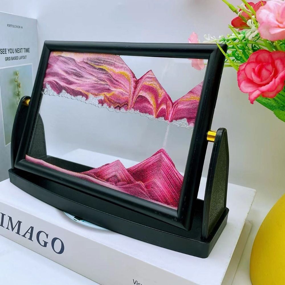 Flowing Sand Art Picture Glass 3D Sandscape Motion Display Flowing NEW