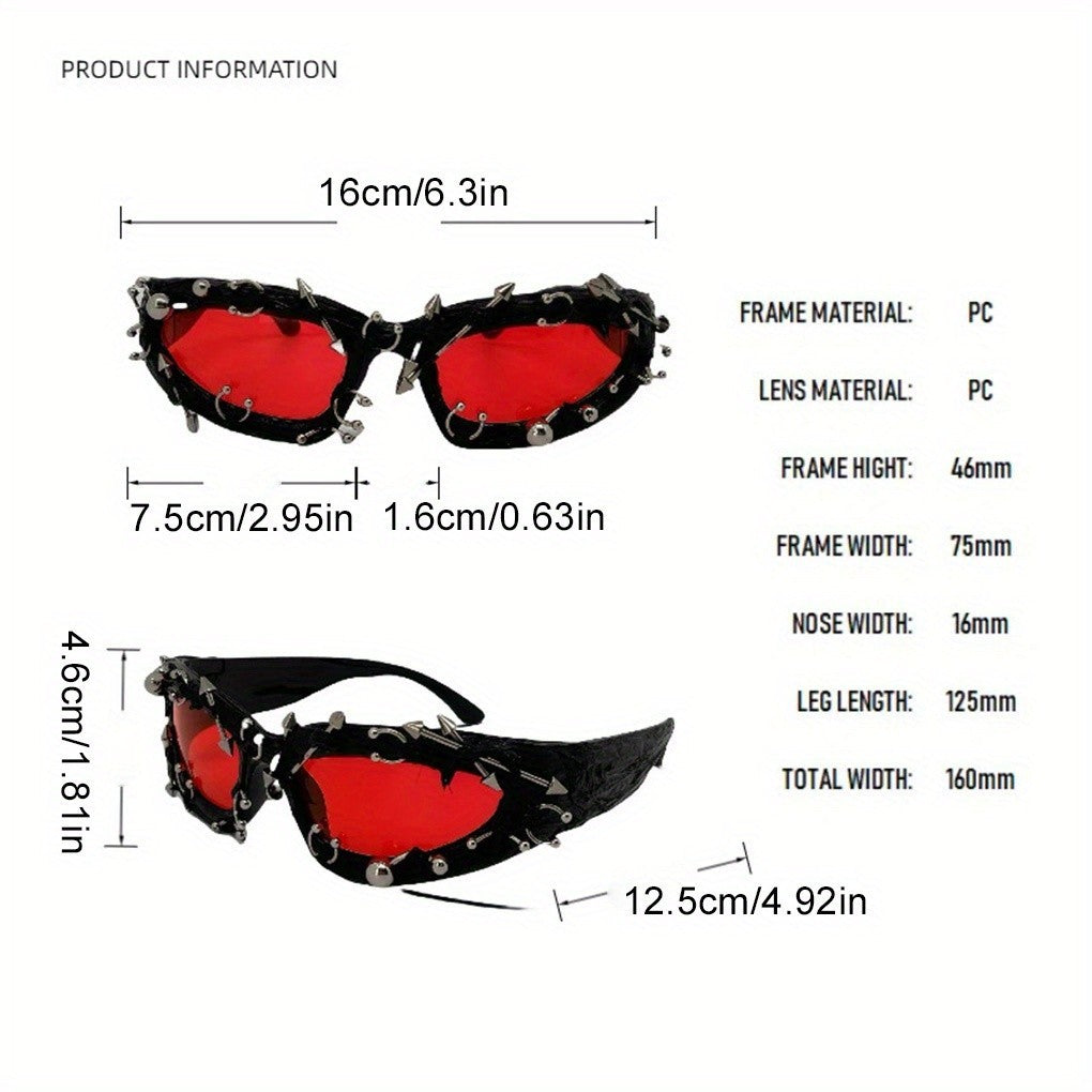 Punk Gothic Glasses Edgy Devil Eyewear Concert Accessories, Durable Eyewear