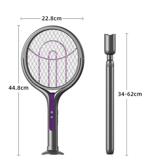 Electric Fly Swatter Bug Racket Rechargeable Bug Zapper - Telescopic Extension