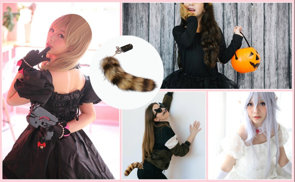 Faux Fur Wolf Tail Cosplay Purse Charms Furry for Anime Children