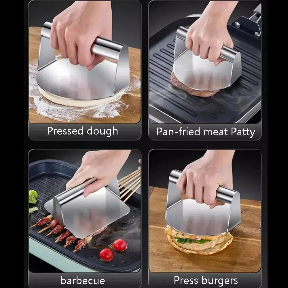 Stainless Steel Burger Press  round Burger Smasher Heavy-Duty Smash UK