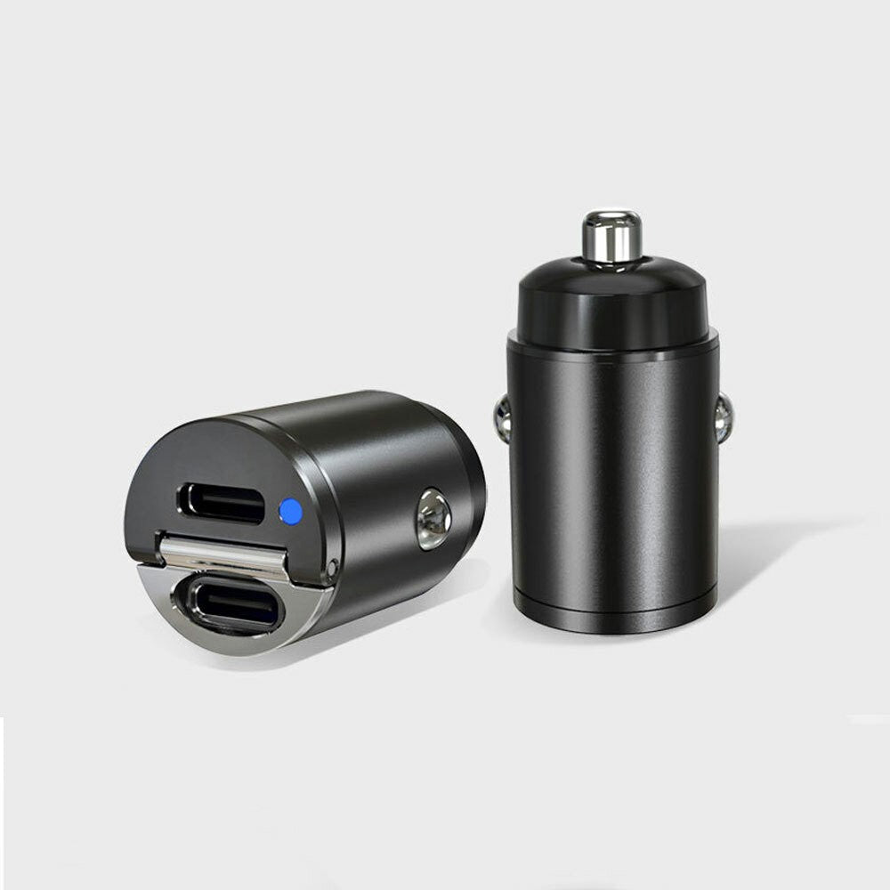 1x Mini Dual USB Type-C PD Car Phone Charger 30W Fast Charge Adapter Accessories