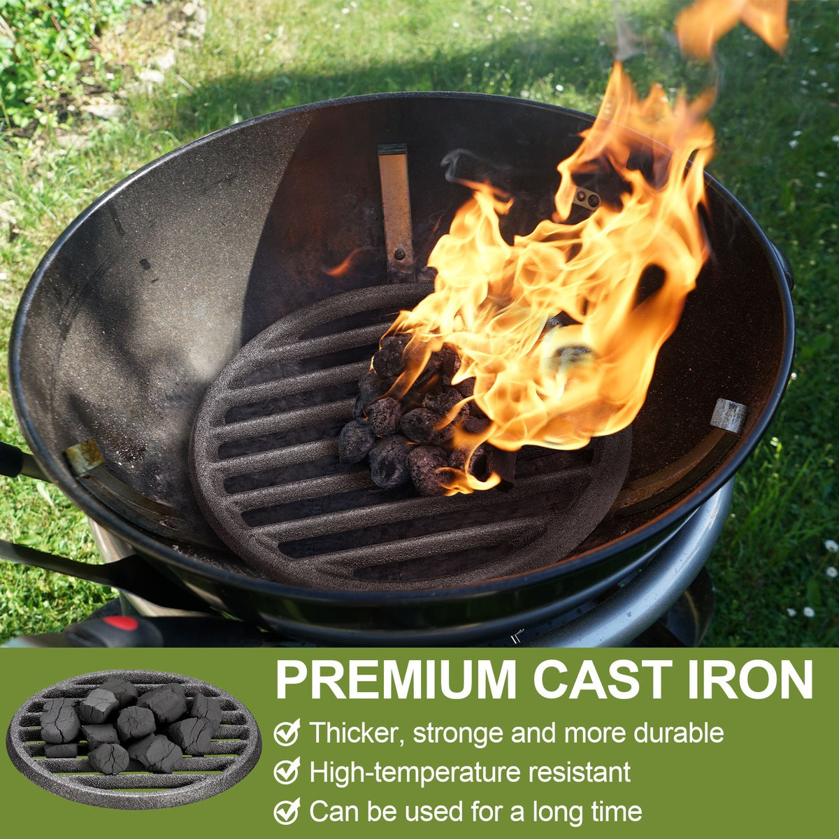 Cast Iron Bottom Fire Grate 5.9" OD Round BBQ High Heat Charcoal Plate