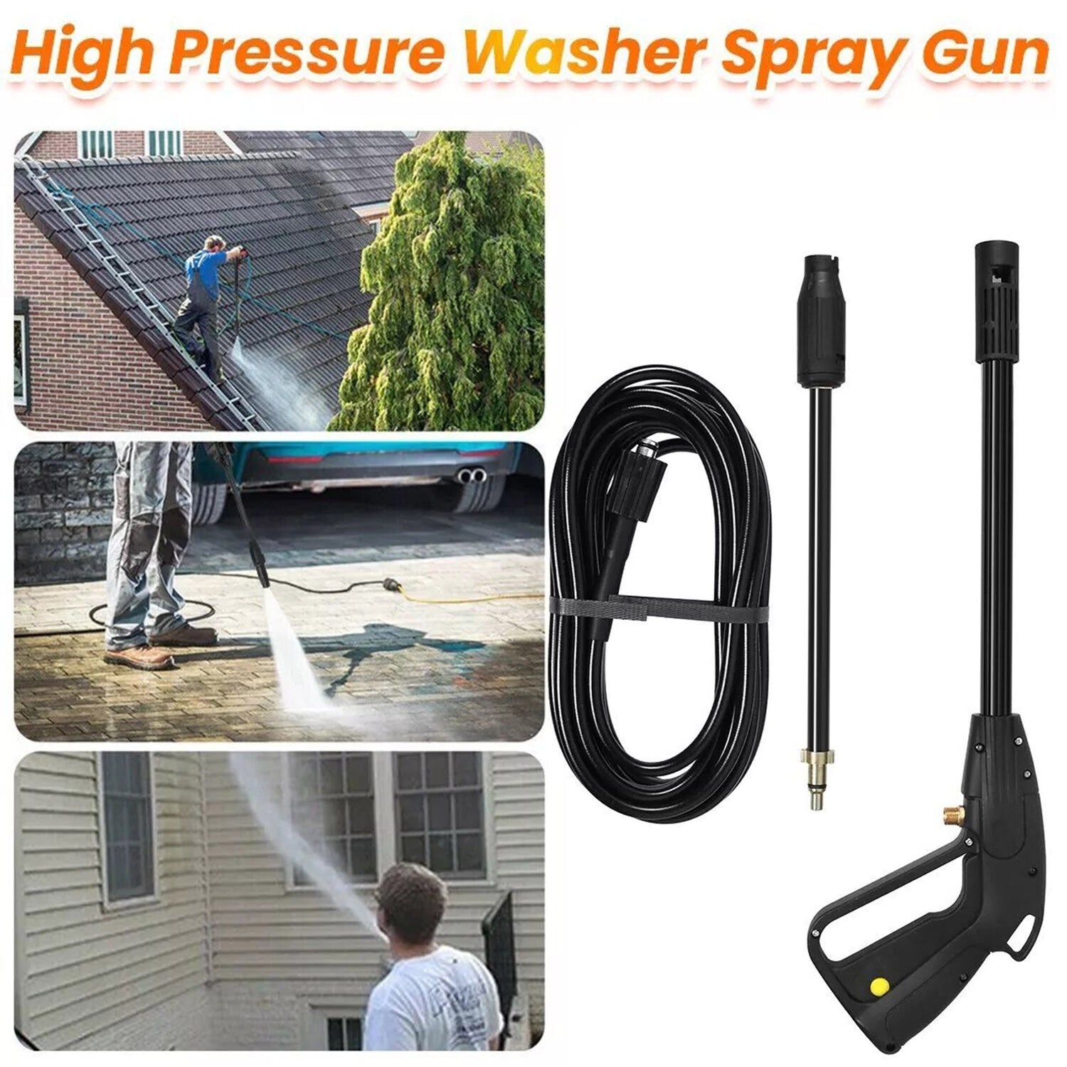 High Pressure Power Washer Spray Gun Jet Lance Trigger Wash Wand & 8M Hose kit
