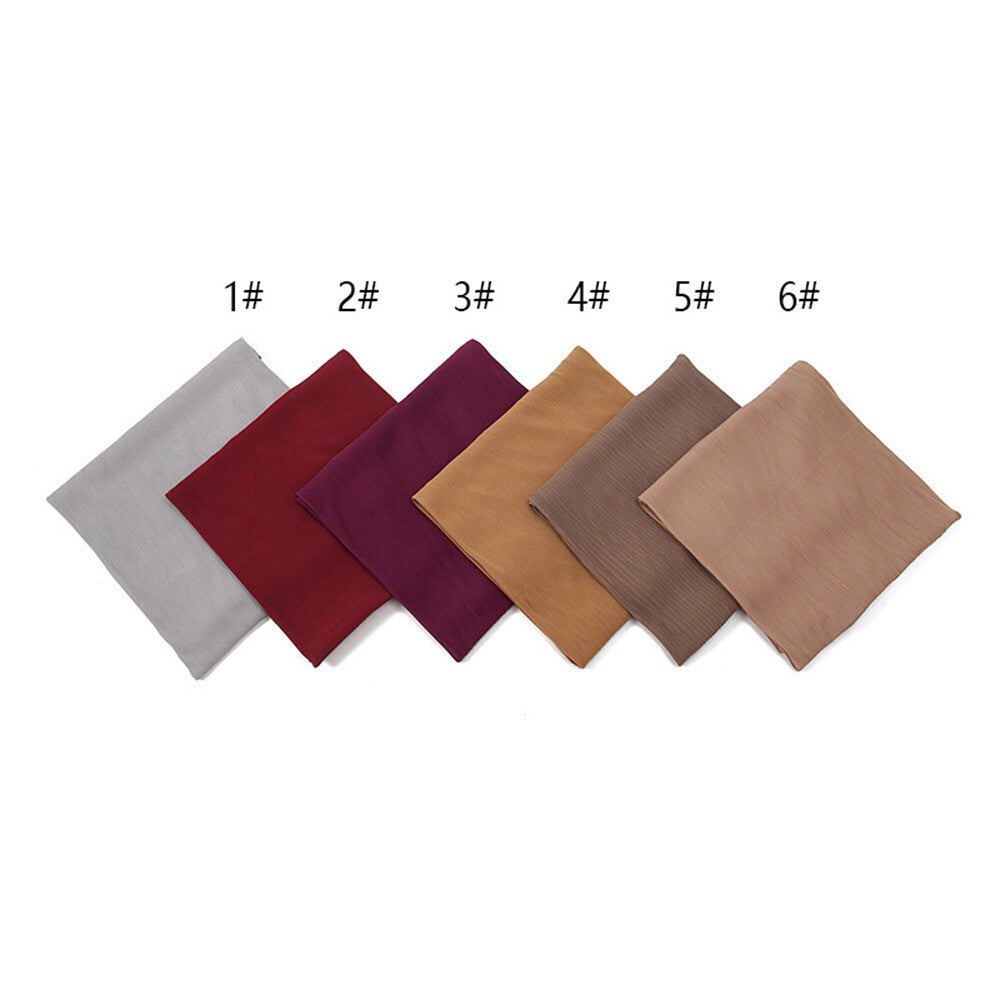 Pleated 120cm Square Scarf Women's Muslim Chiffon Hijab Shawls Headscarf Wraps