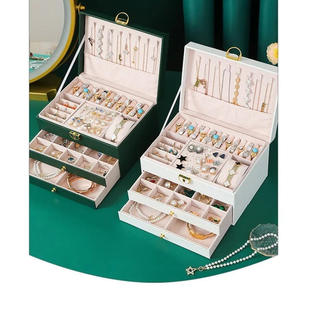 Large 3 Layer Jewellery Organizer Storage Necklace Storage Box Drawer Cabinet