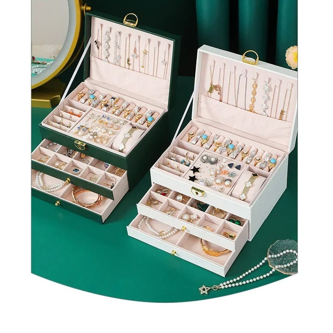 Large 3 Layer Jewellery Organizer Storage Necklace Storage Box Drawer Cabinet