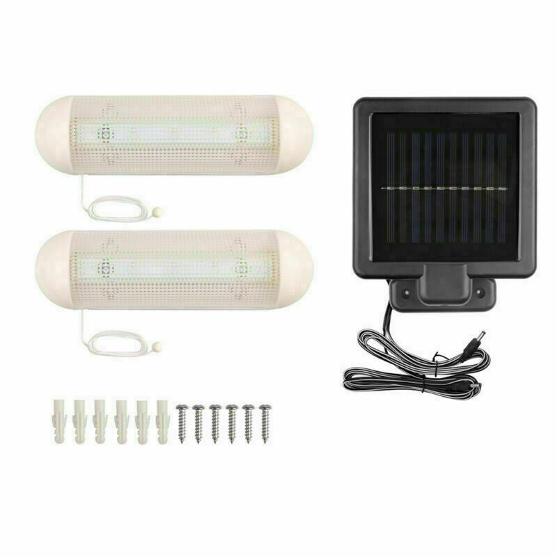 2x Solar Power LED Light Rechargeable Garage Shed Light Garden Indoor Outdoor UK