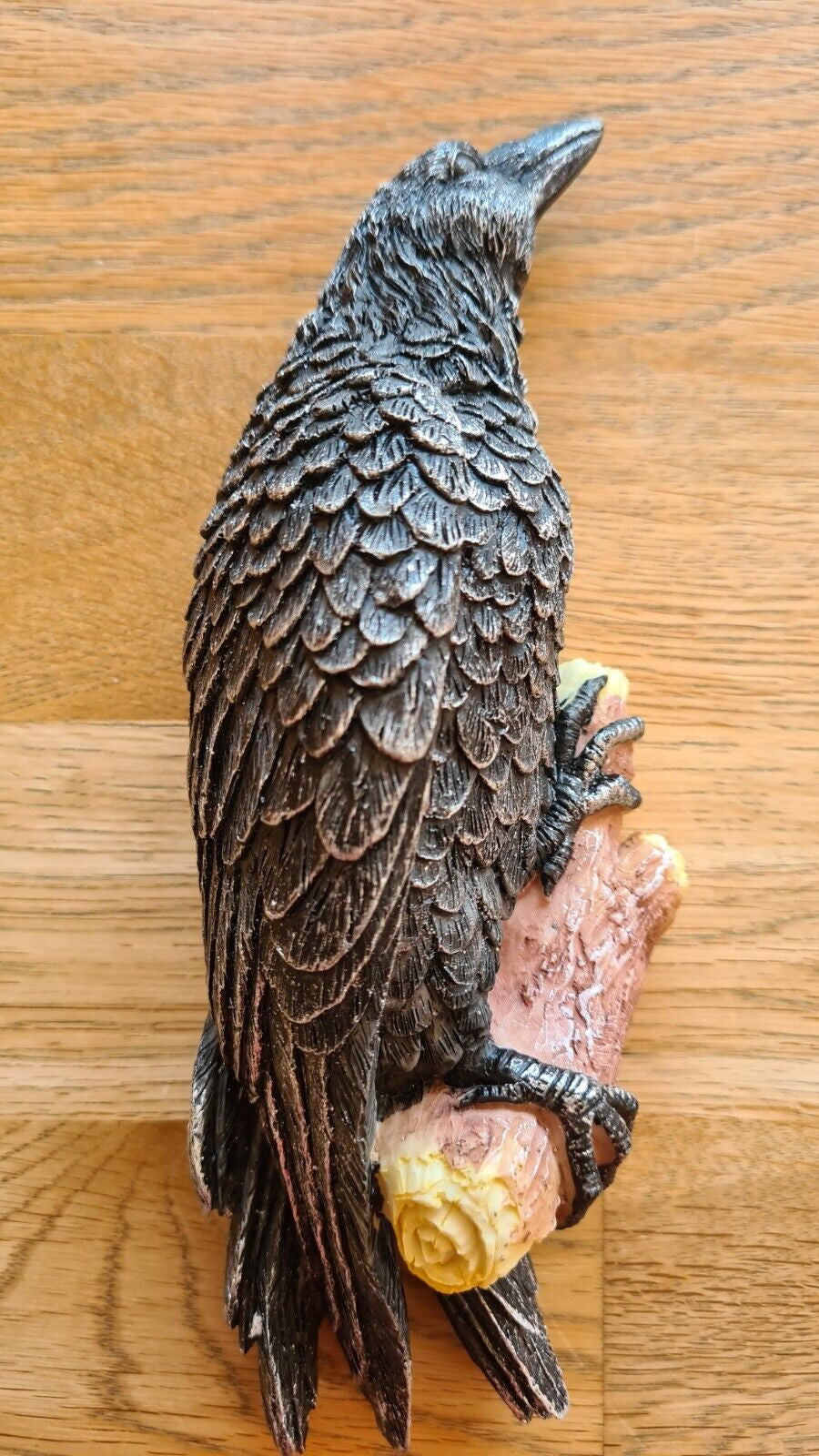 Gothic Raven Statue Crow Scavenger Bird Perching On Tree Stump 20cm Tall UK