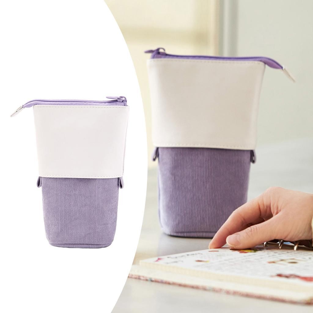 Stand-up Pencil Telescopic Holder Transformer Pen Box Stationery Case PU