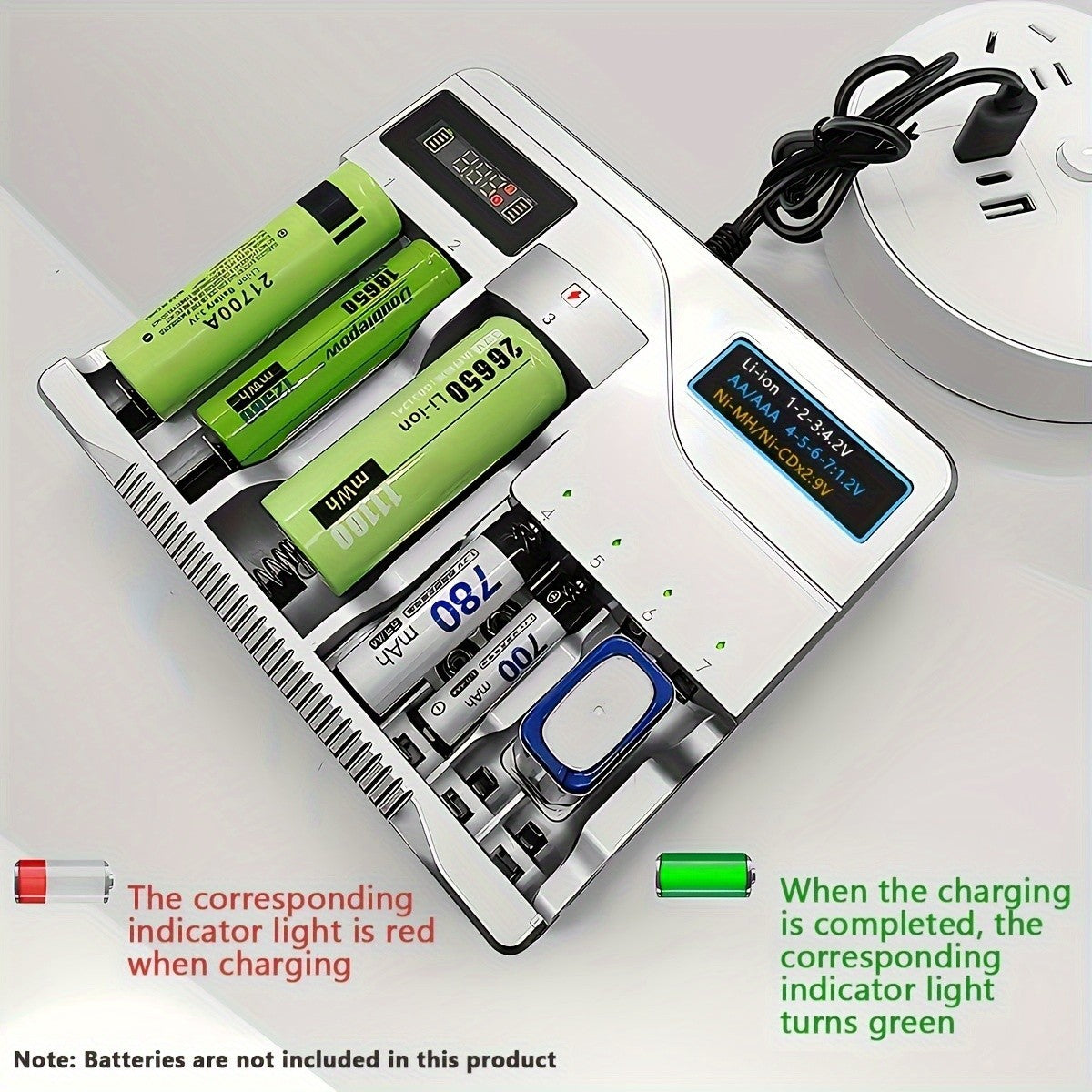 For 3A Rechargeable Batteries Universal Multi Solt USB Plug Fast Battery Charger