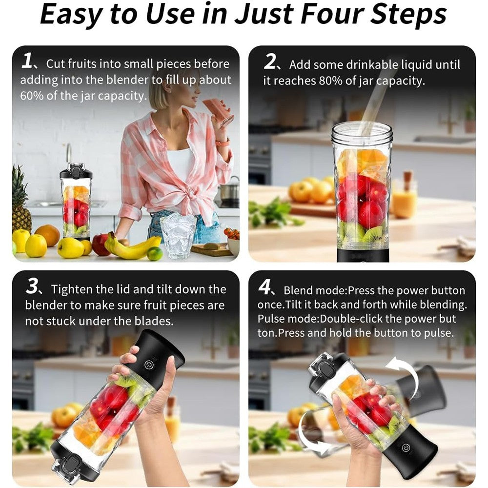 600ML Portable Blender Personal Blenders for Shakes Smoothie Maker Fruit Juicer