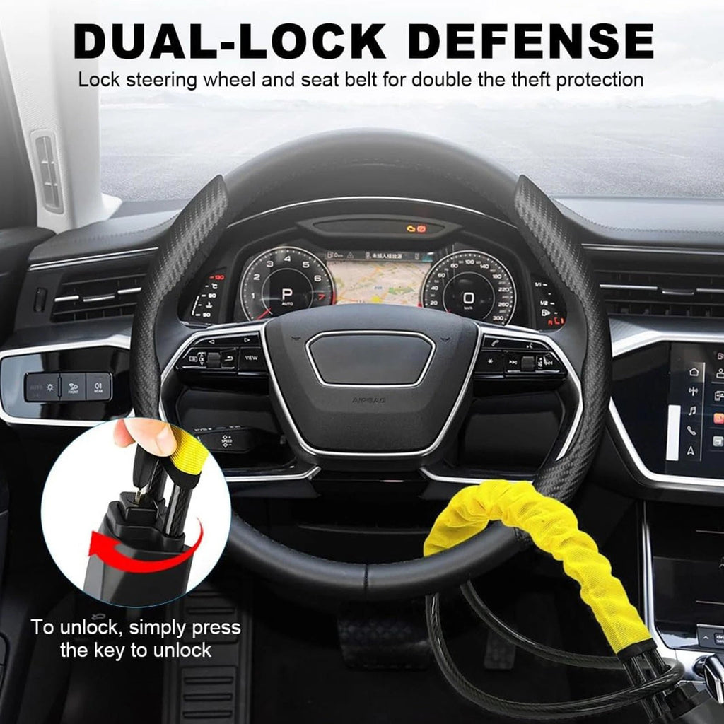 Seat Belt Lock Steering Wheel Lock Car Security Anti-Theft Device Accessory Keys