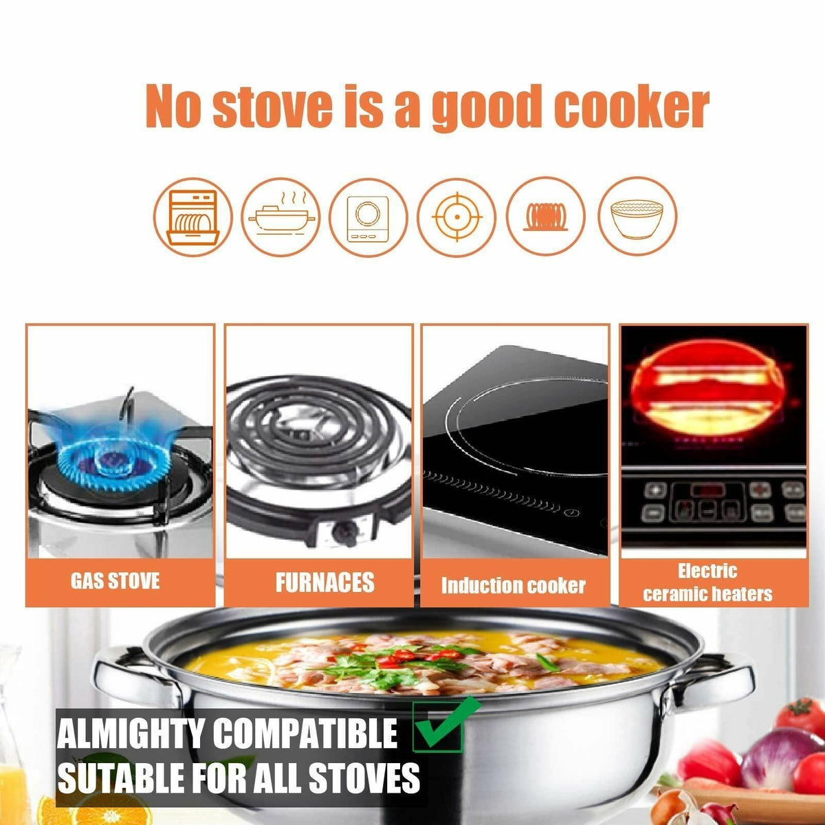 3 Tier 28CM Stainless Steel Steamer Pot Set 3PC Cookware With Glass Lids