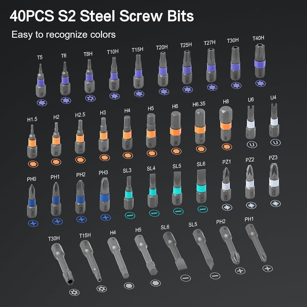 42Pcs Magnetic Precision Screwdriver Bit Kit Phone Watch Laptop Repair Tool Set