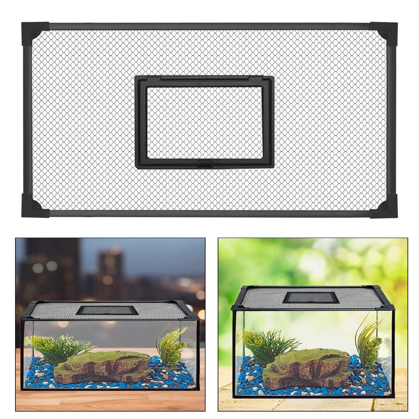 Fish Tank Lid Self Assembly Anti Jump Net Cover Magnetic Black Aquarium Hood